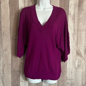 T Tahari Magenta V-Neck Sweater
